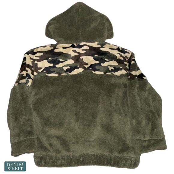 Canice Apparel Olive Camo Zip Fleece Hoodie Cozy Sherpa Jacket Outdoors~NEW - Picture 3 of 9